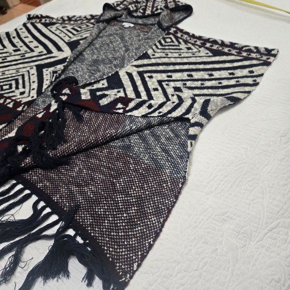 Great Northwest Indigo Tribal Boho Fringe Festival‎ Cardigan Poncho Hooded 2X/3X - Picture 10 of 15